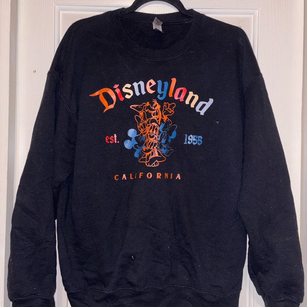 Gildan Black Crewneck Sweater with Colorful Graphics